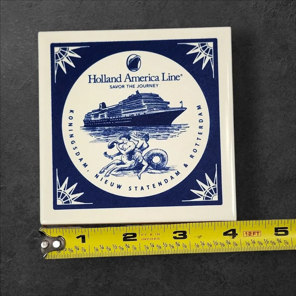 2 Holland America Cruise Delft Tile Coasters Royal Goedewaagen COA Netherlands